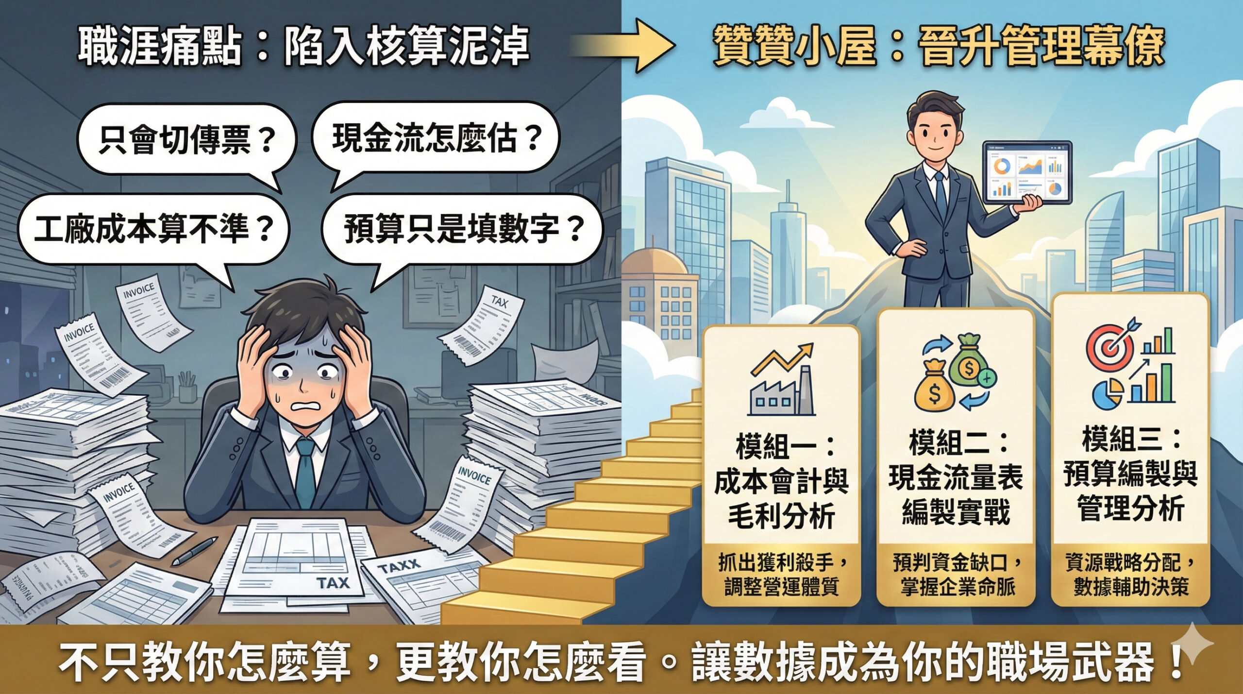 會計課程:成本計算、現流表、預算編製3合1