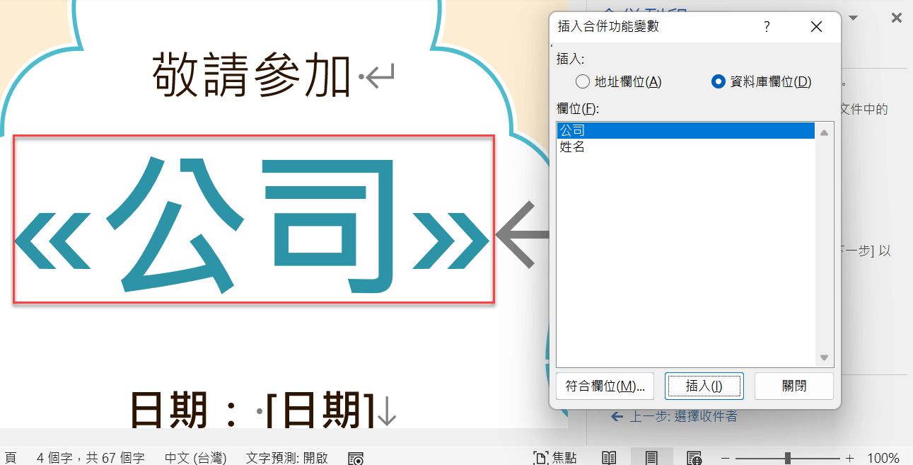 十二、插入欄位資訊