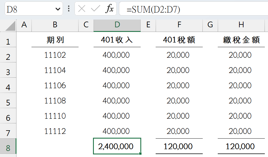 七、營業收入調節表Excel