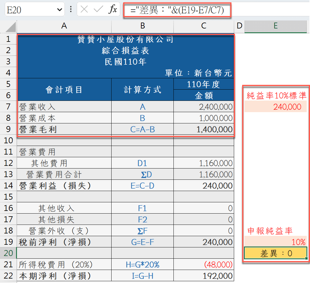 七、Excel計算範例