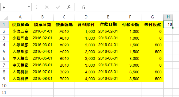 已刪除空白列