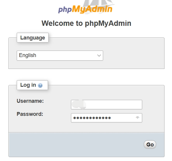 登錄「phpMyAdmin」 登錄「phpMyAdmin」