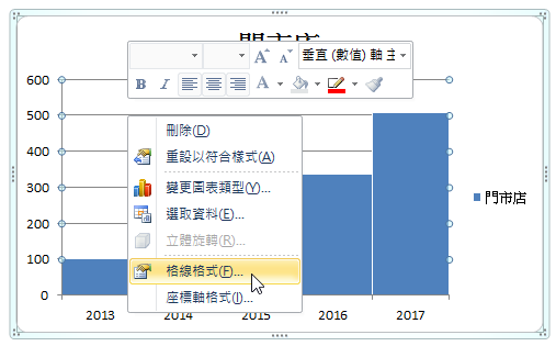 滑鼠右鍵選擇「格線格式」