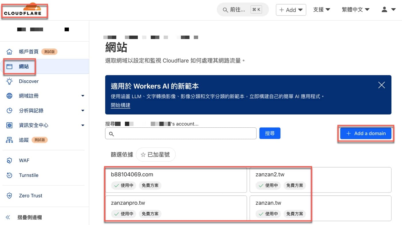 一、網站網域清單