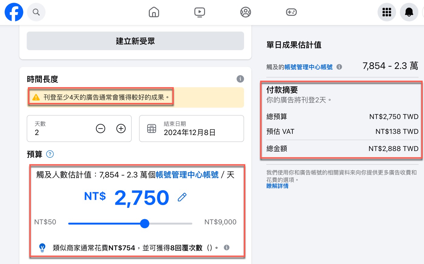 七、費用和觸及人數
