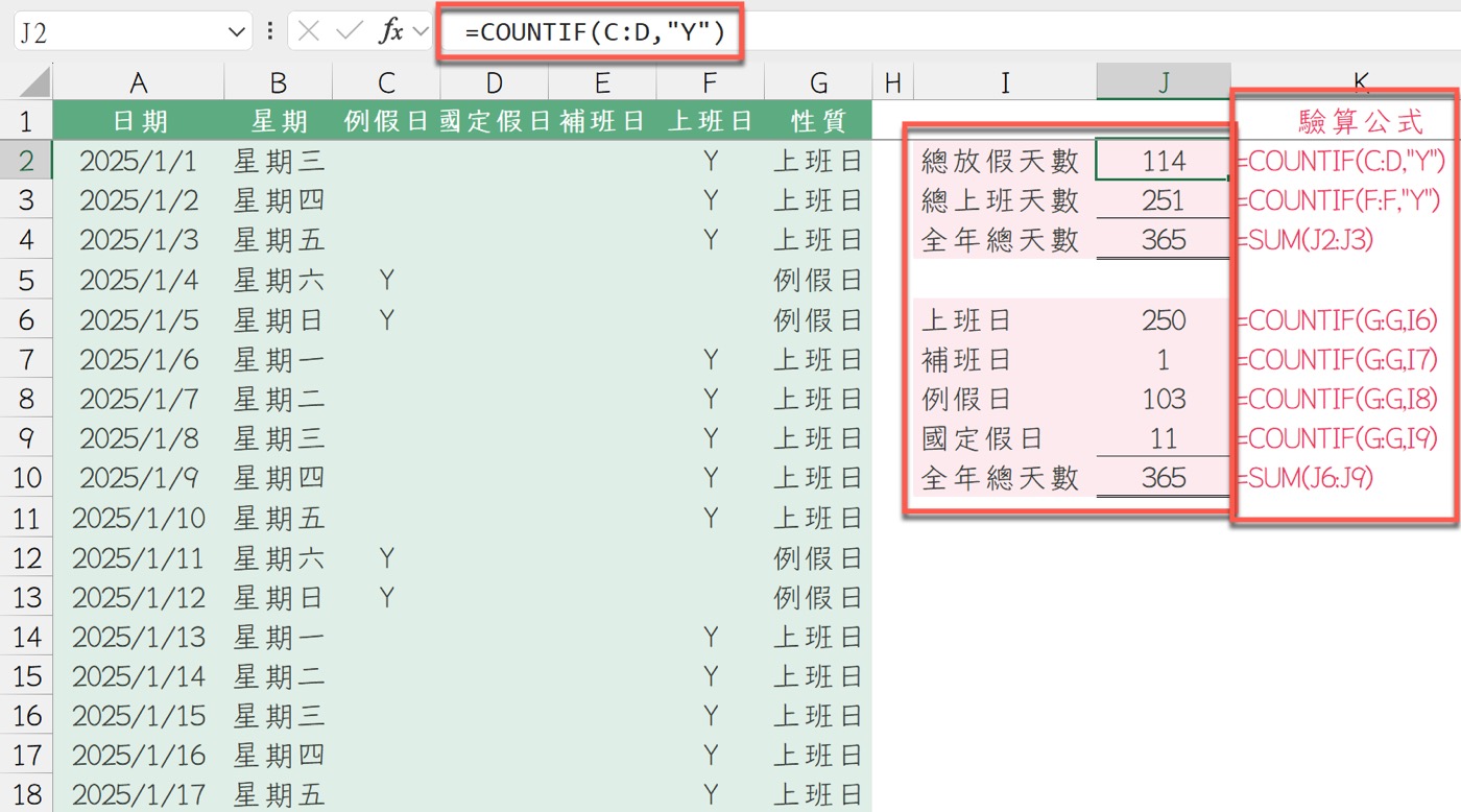 九、驗算公式檢核