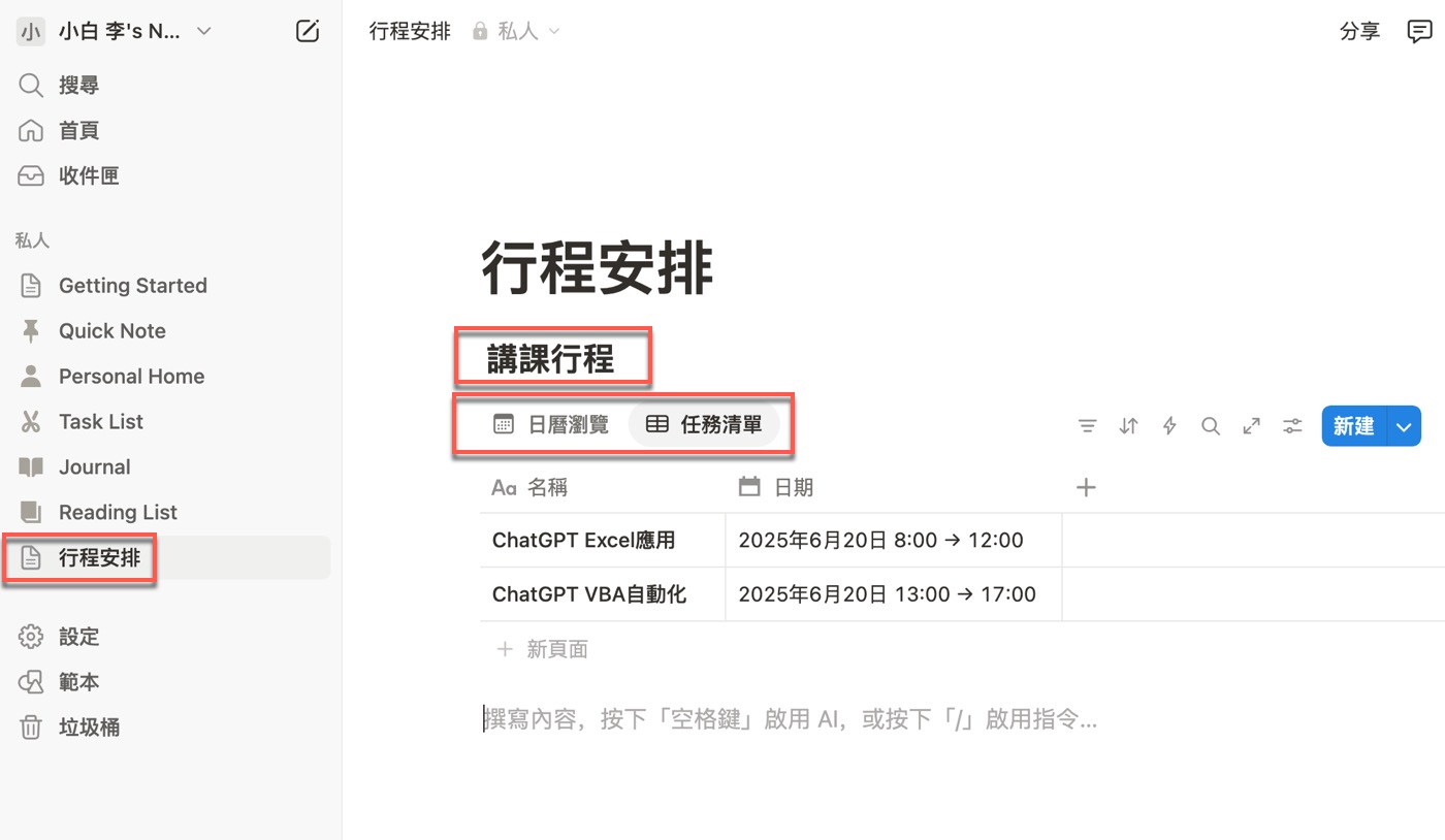 九、完整Notion頁面