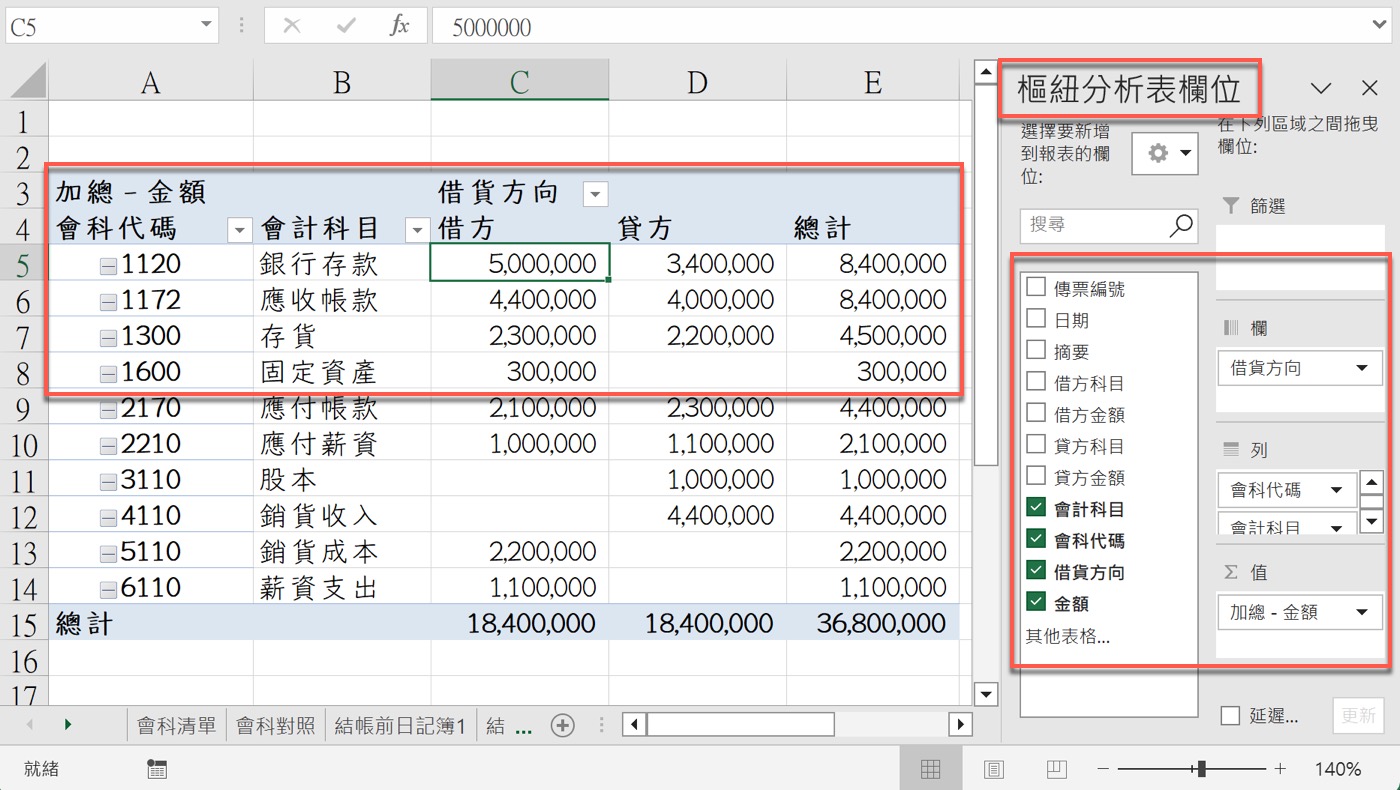 二、建立樞紐分析表