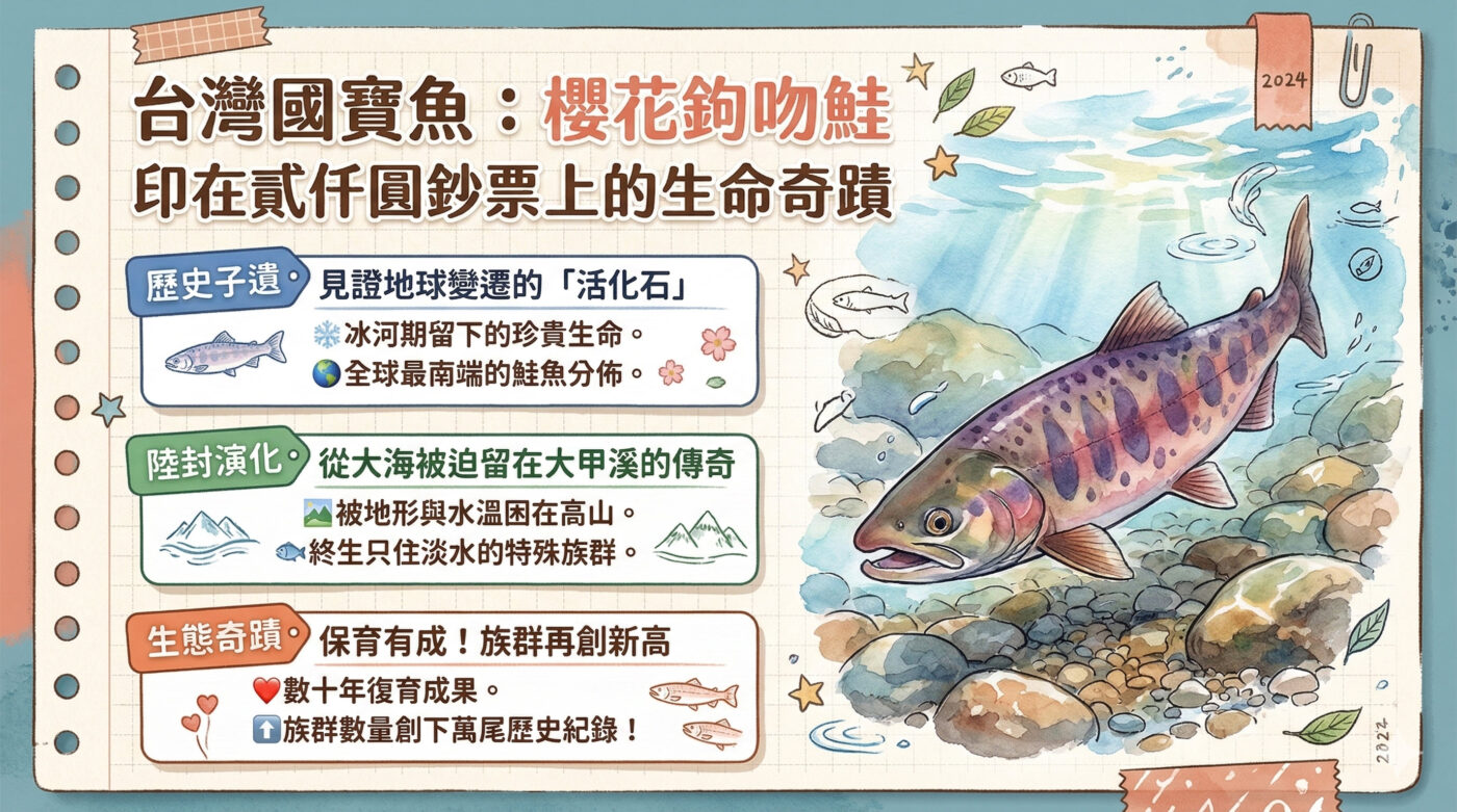 櫻花鉤吻鮭介紹：2仟元鈔票上的珍貴國寶魚
