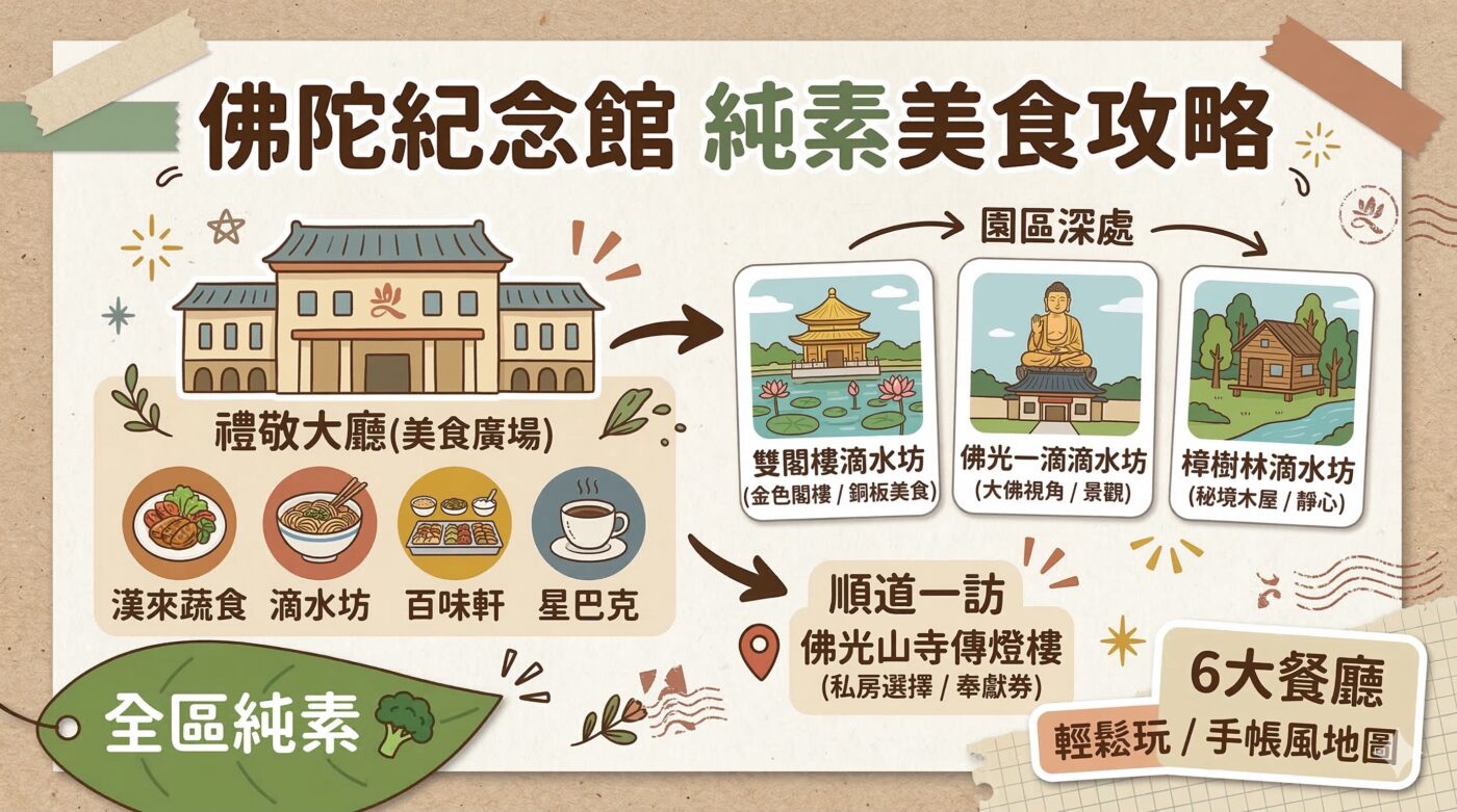 佛陀紀念館餐廳：1張素食愛好者的美食地圖