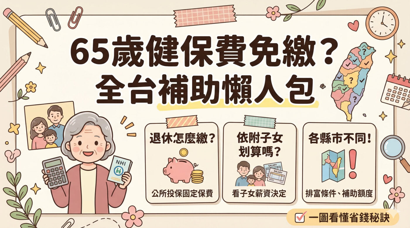 健保費65歲：費用說明與免健保費縣市一覽表