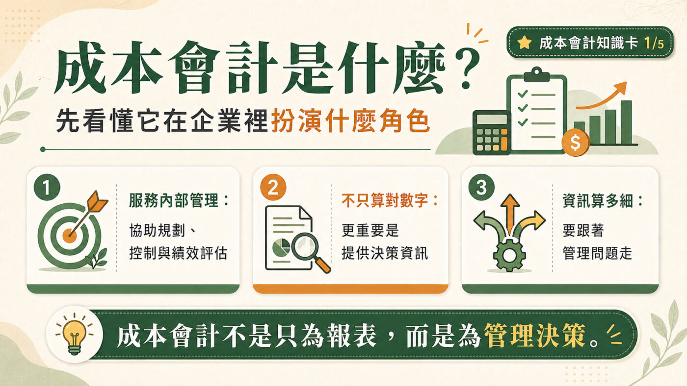 一、成本會計定位：內部管理的資訊核心工具