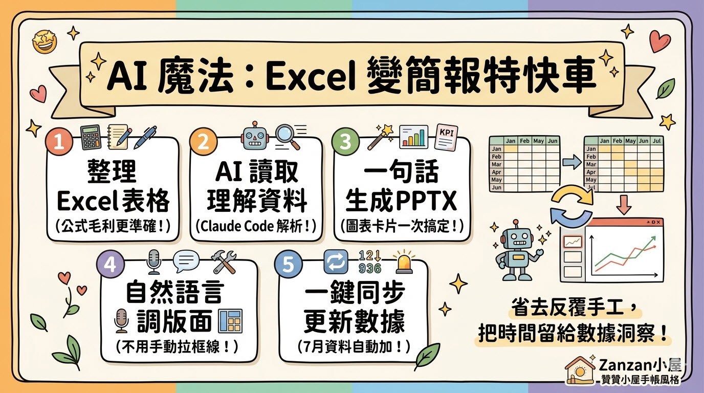 AI生成簡報推薦：自動抓Excel資料做分析報告1
