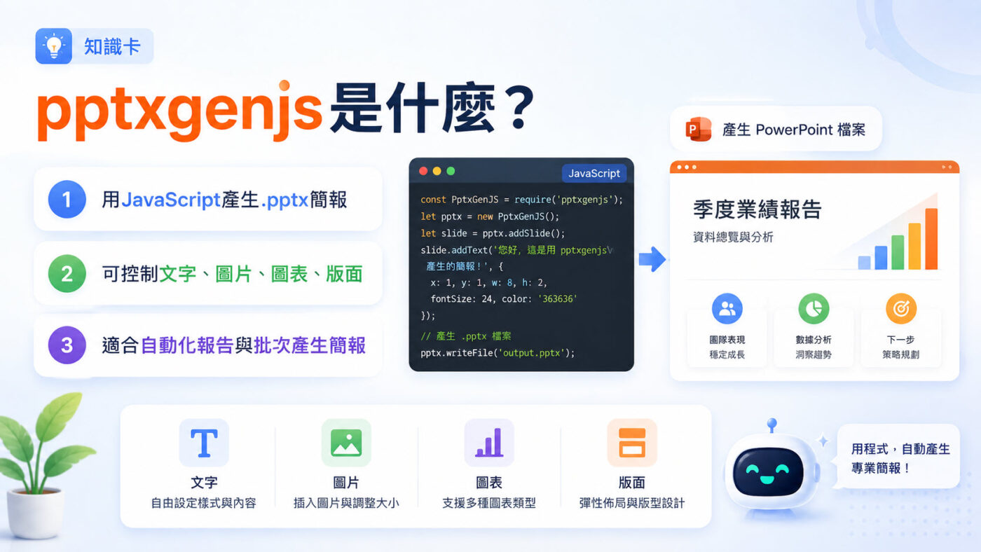 一、pptxgenjs用程式碼產生PowerPoint簡報3