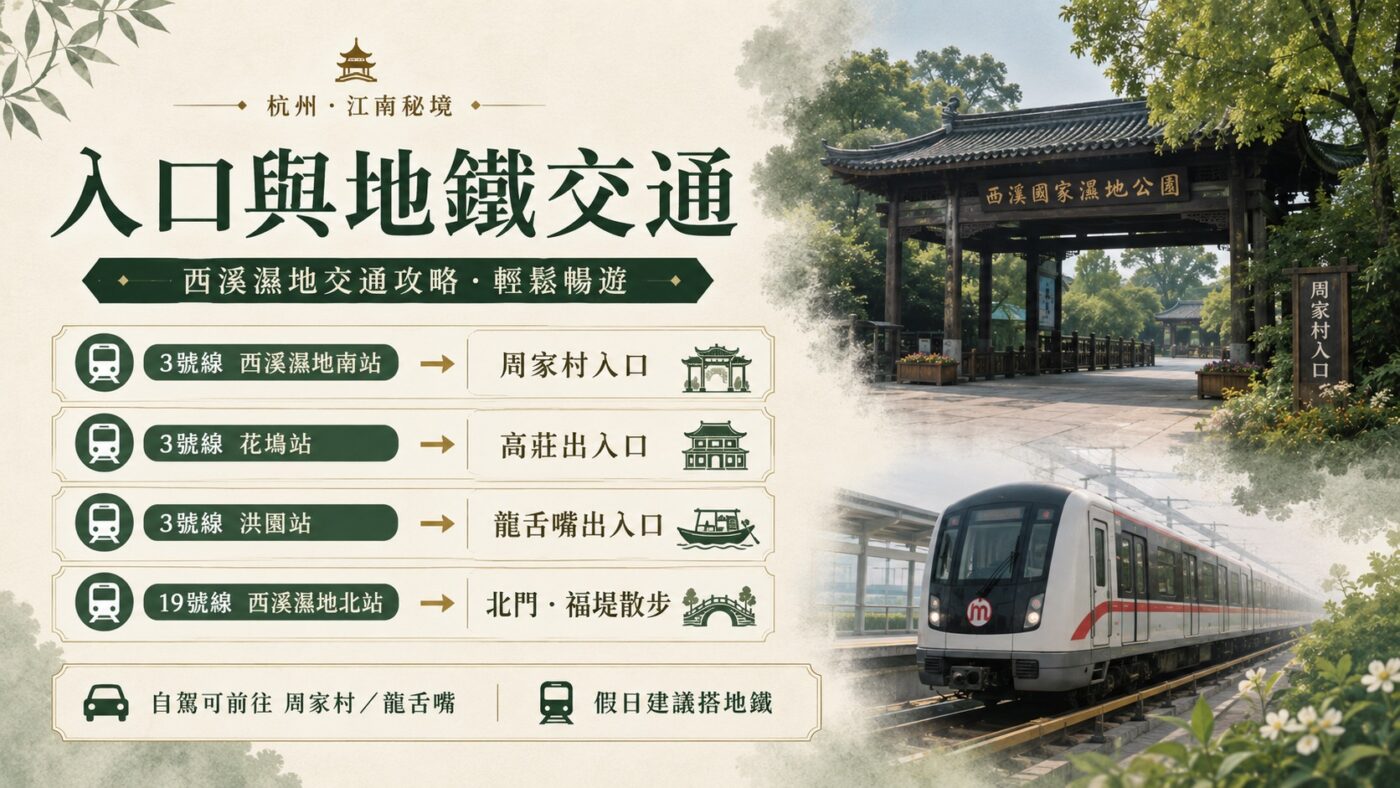 二、西溪濕地入口與地鐵交通攻略