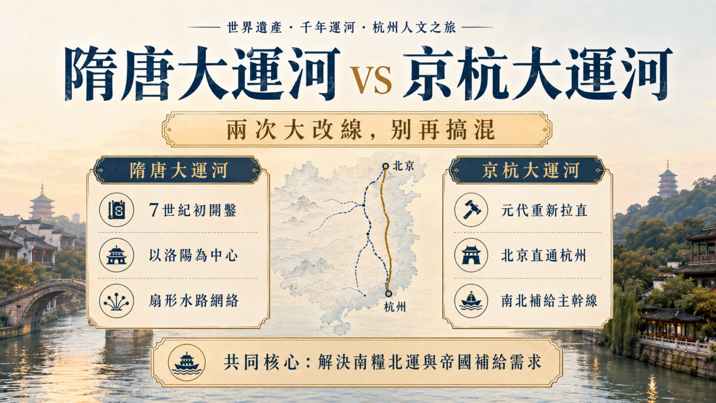 一、京杭大運河歷史：隋唐大運河與京杭大運河的差異1