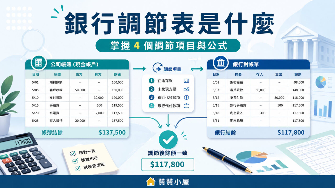銀行調節表是什麼：掌握 4 個調節項目與公式2