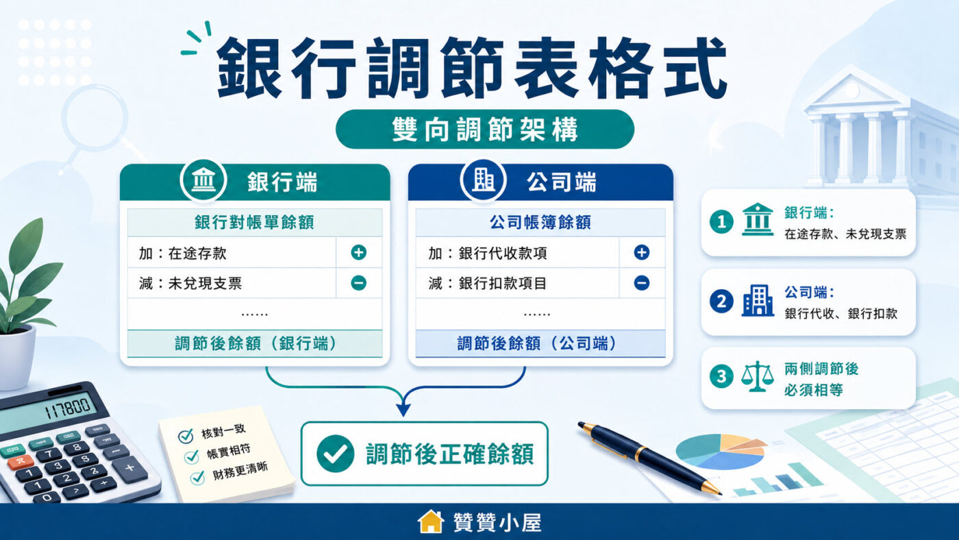 三、銀行調節表格式：雙向調節架構