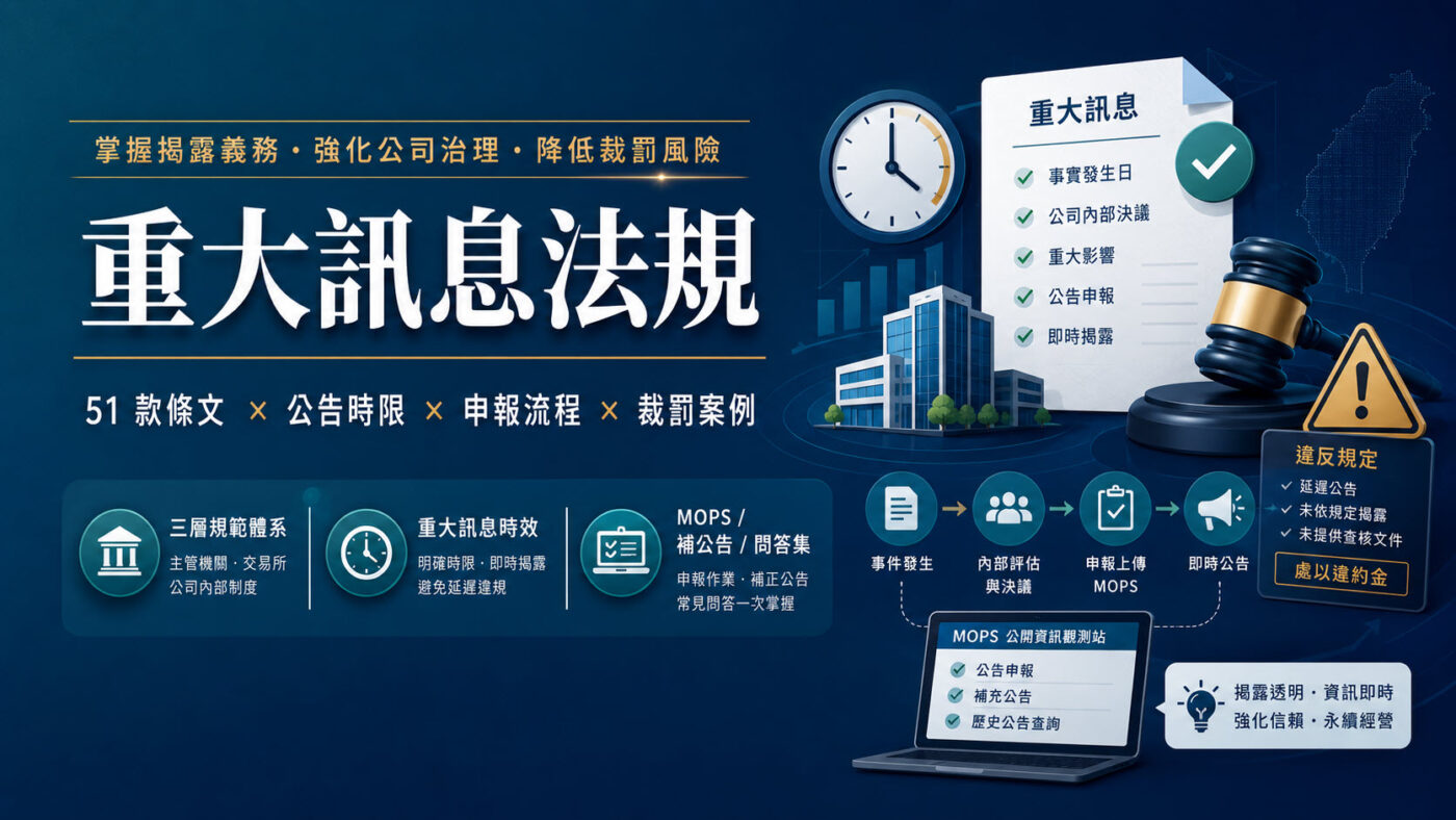 重大訊息法規：瞭解51項條款與公告時間辦法2