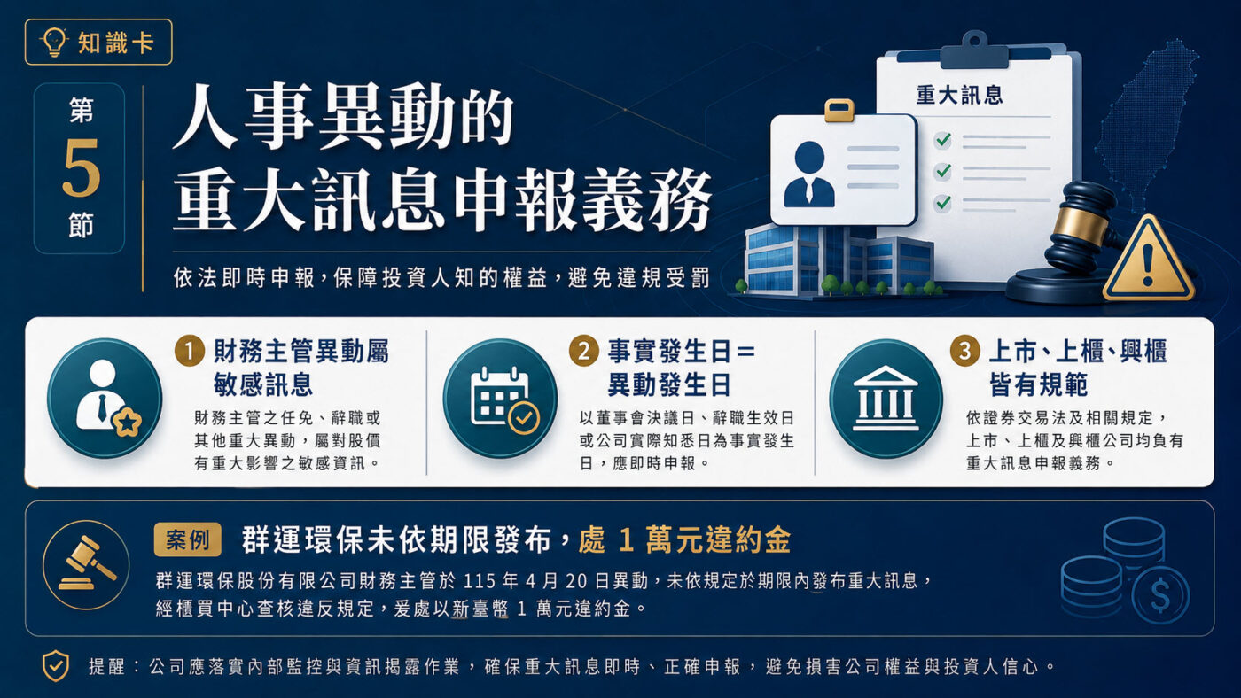 五、人事異動的重大訊息申報義務1