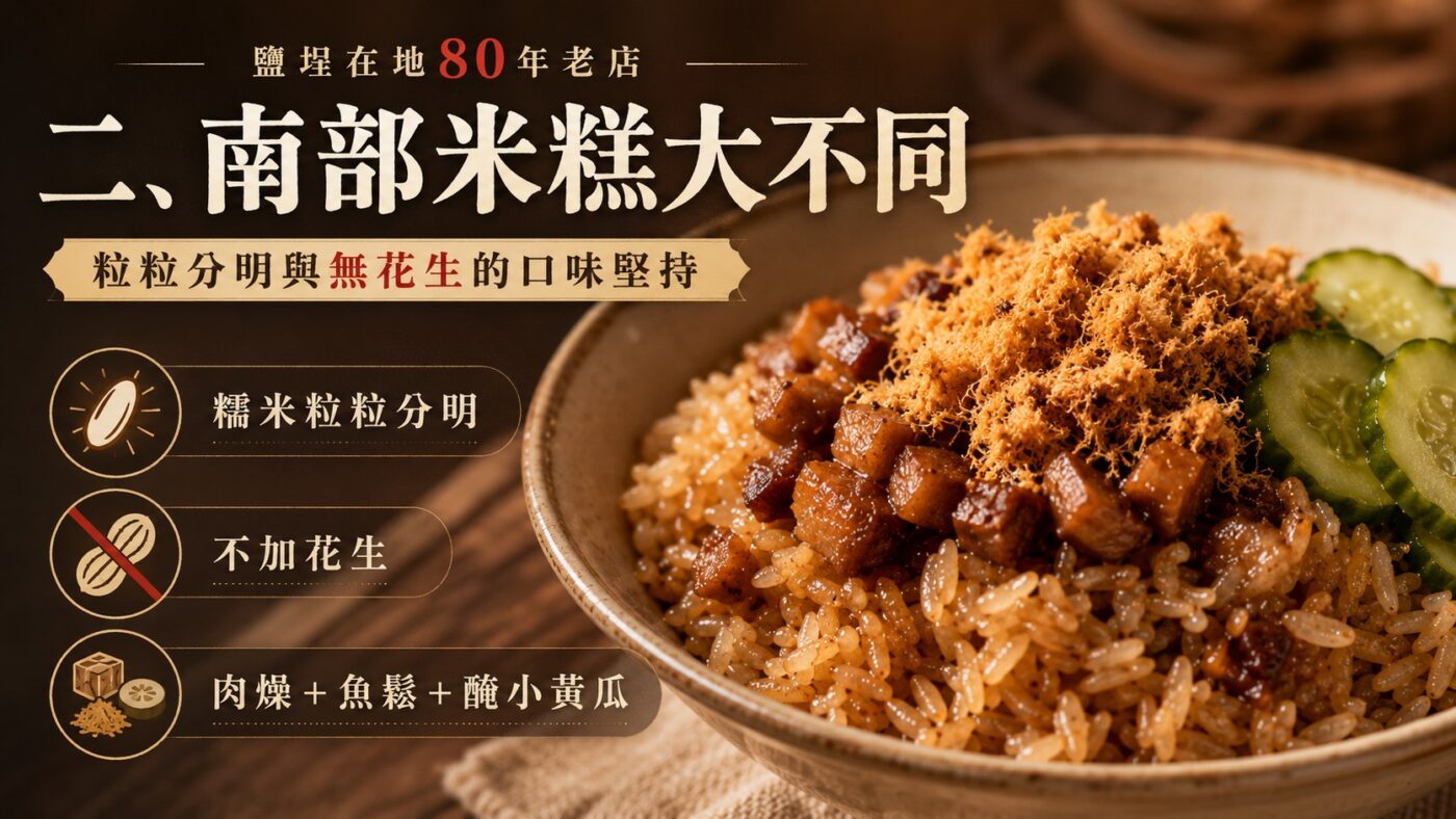 二、南部米糕大不同：粒粒分明與無花生的口味堅持