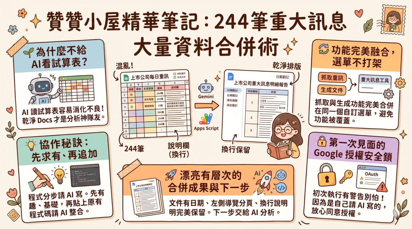 上市公司重大訊息公告：如何合併244筆資料1