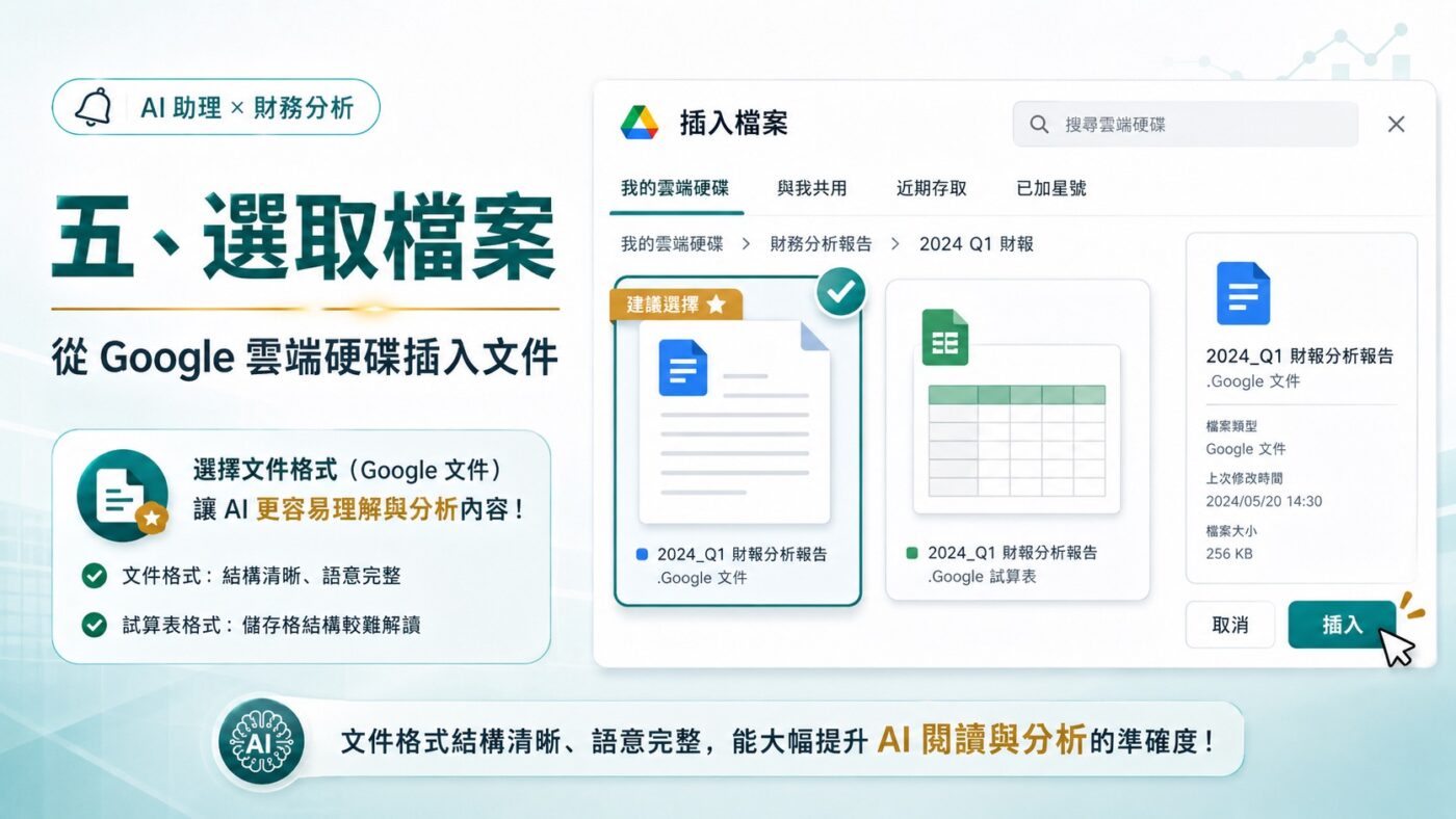 五、選取檔案：從 Google 雲端硬碟插入文件3