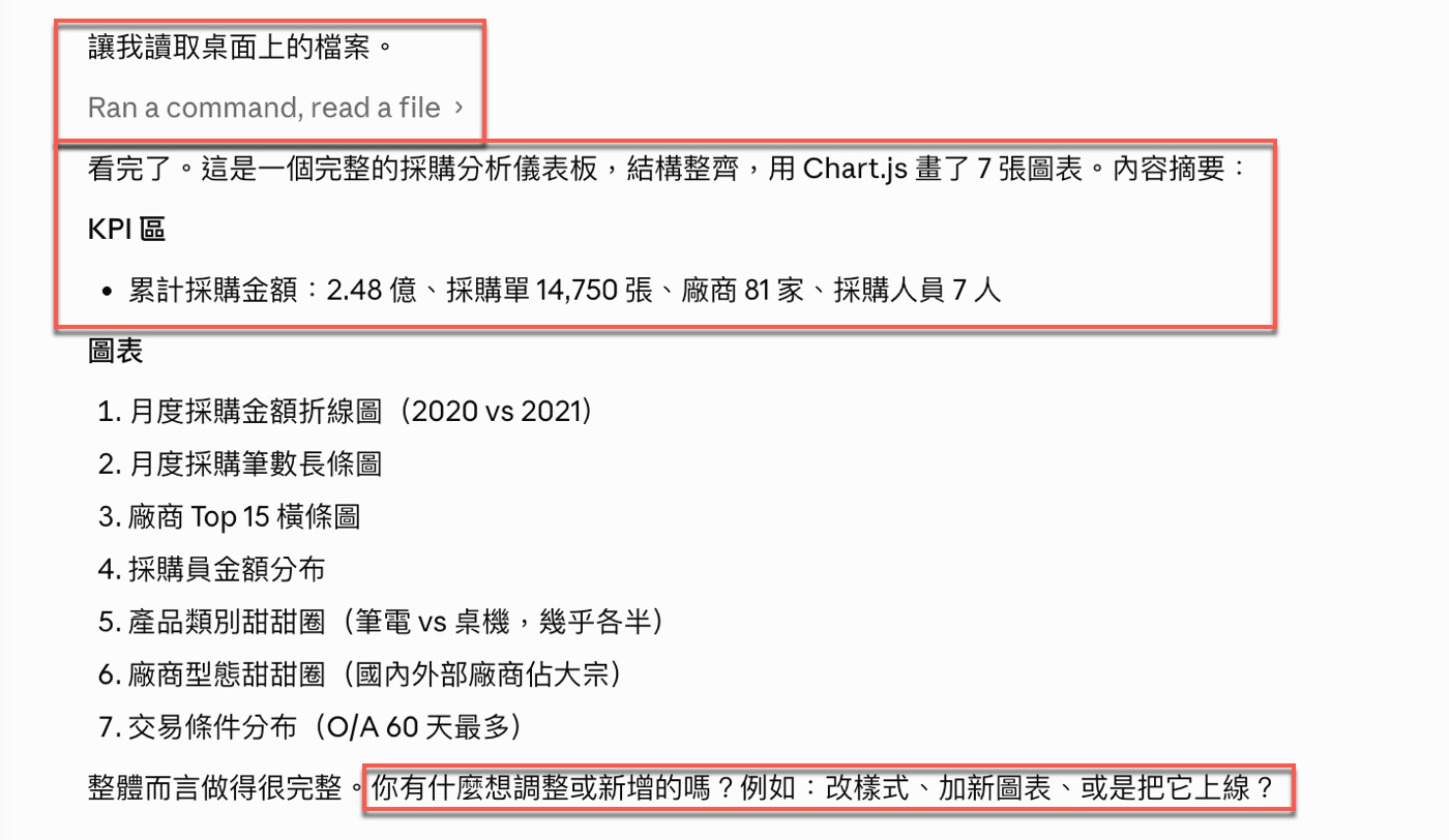 三、Claude Code 讀取桌面檔案：確認儀表板是否適合上線1
