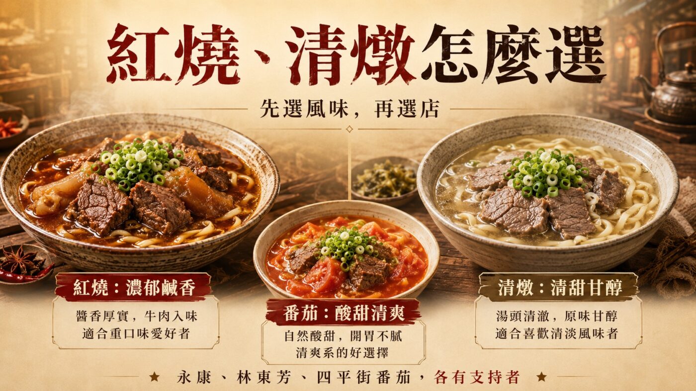 三、推薦台北牛肉麵：紅燒、清燉怎麼選