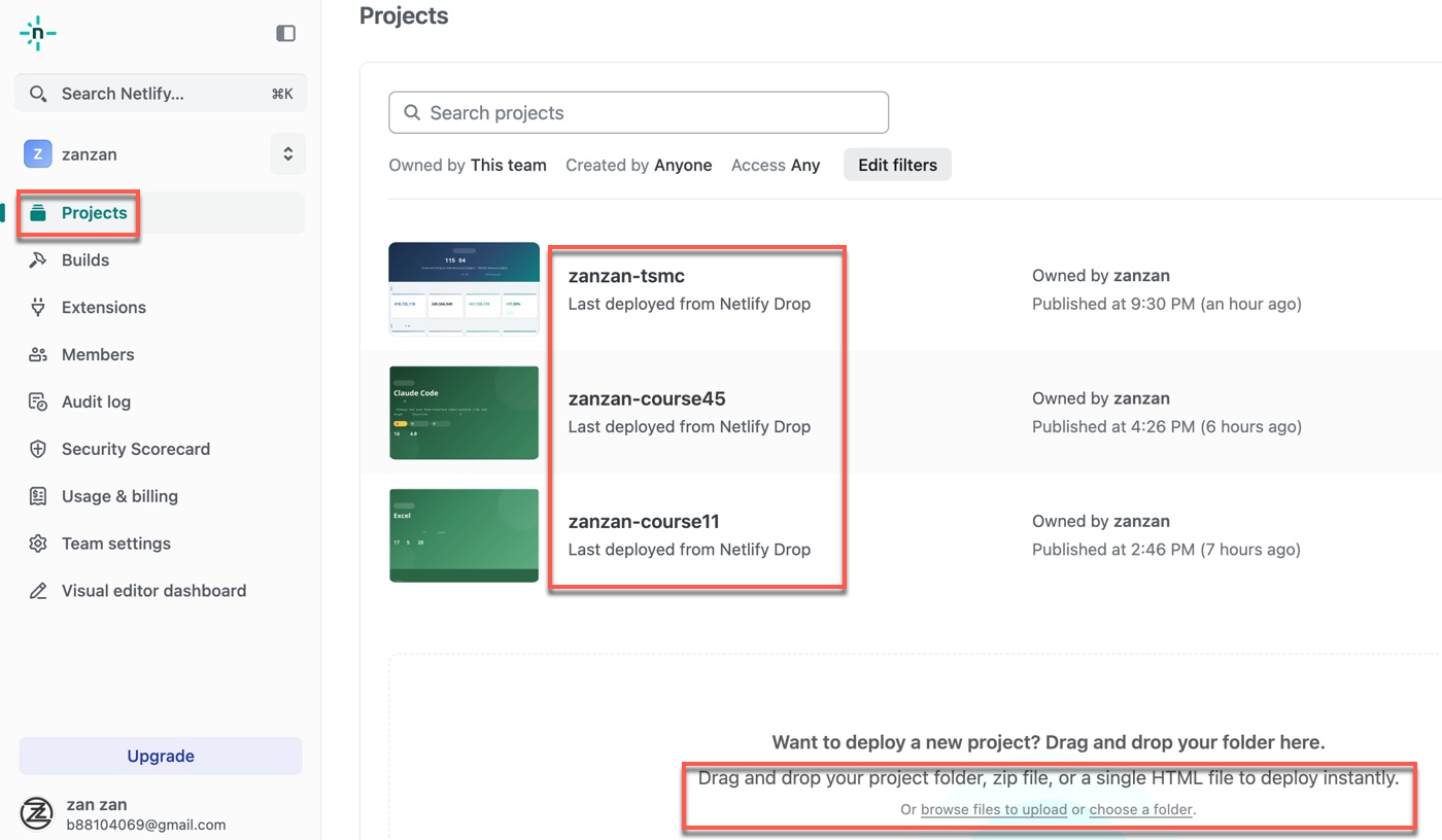 三、下指令生成 HTML 儀表板並上傳 Netlify2