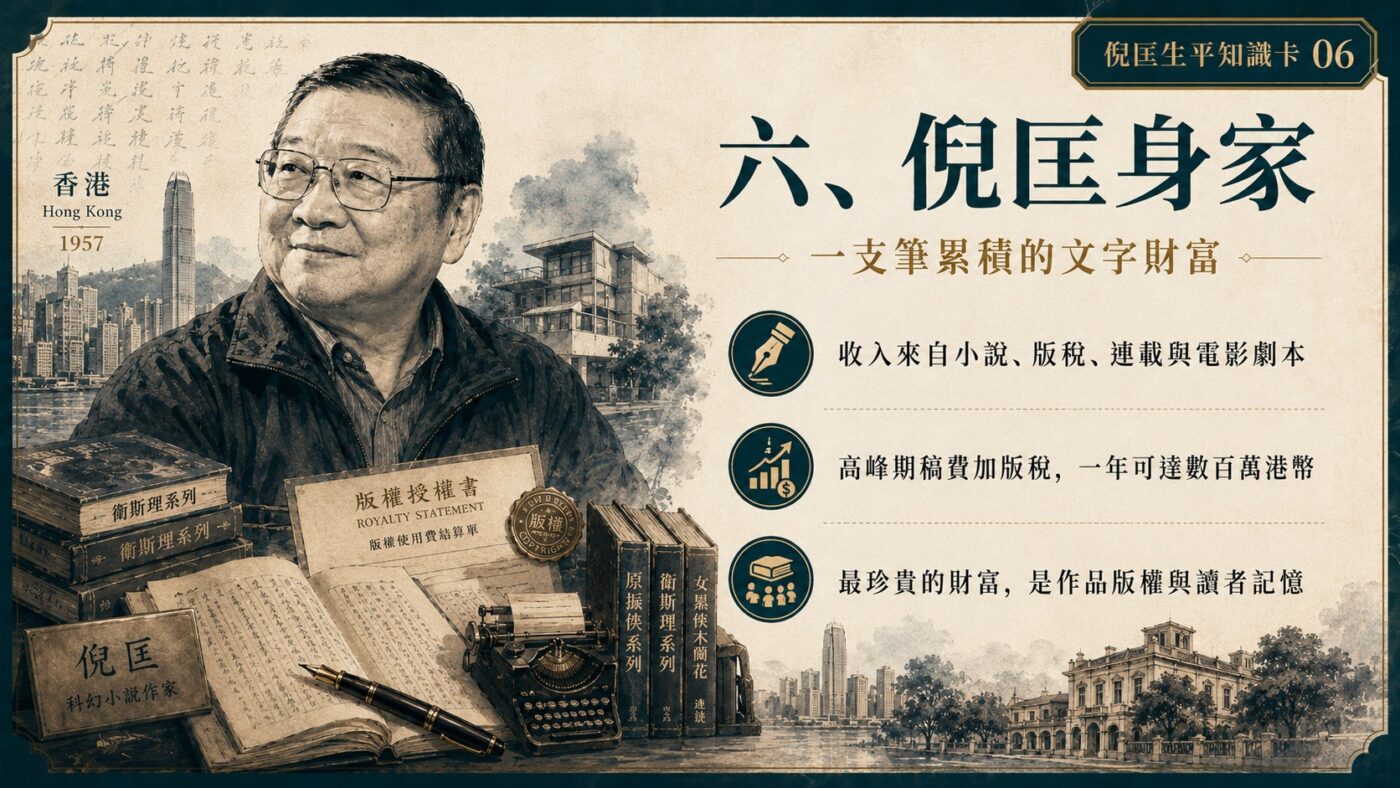 六、倪匡身家：一支筆累積的文字財富