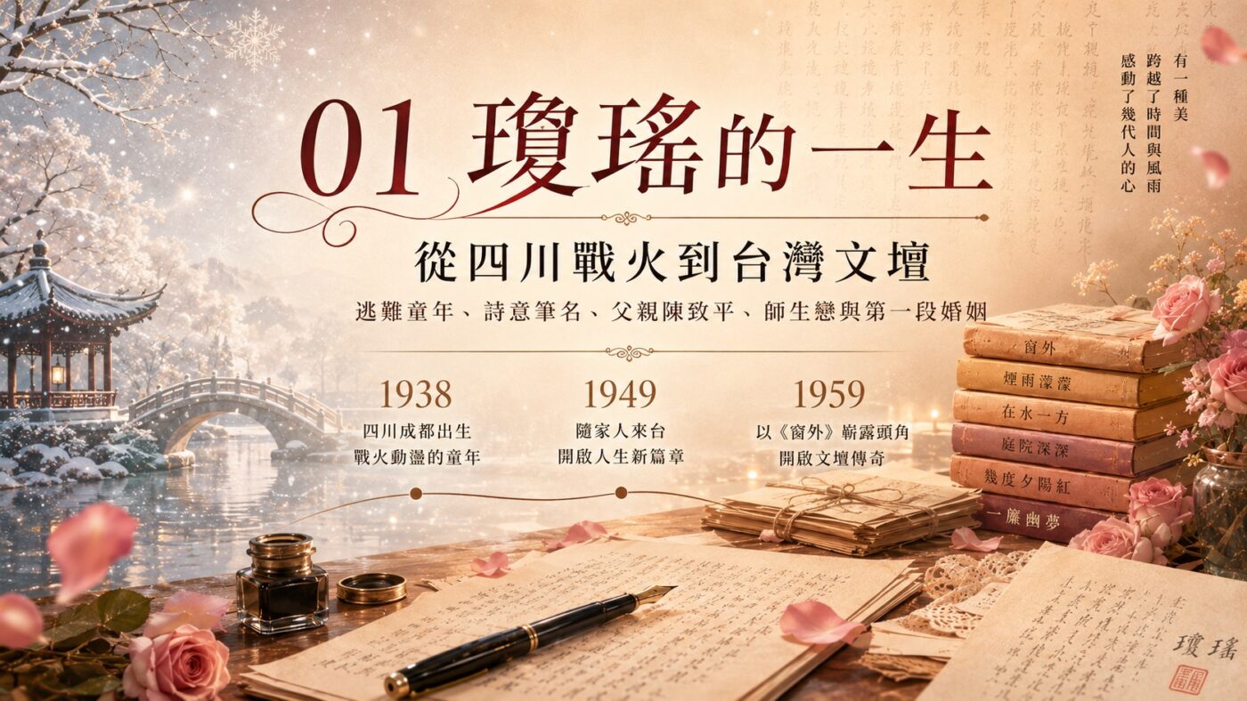 一、瓊瑤的一生：從四川戰火到台灣文壇