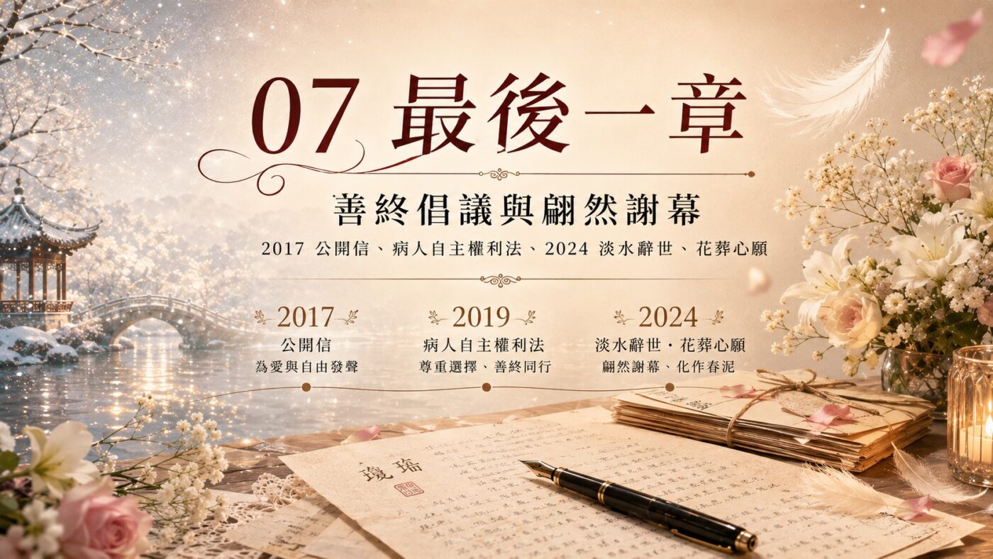 七、瓊瑤的故事最後一章：善終倡議與翩然謝幕