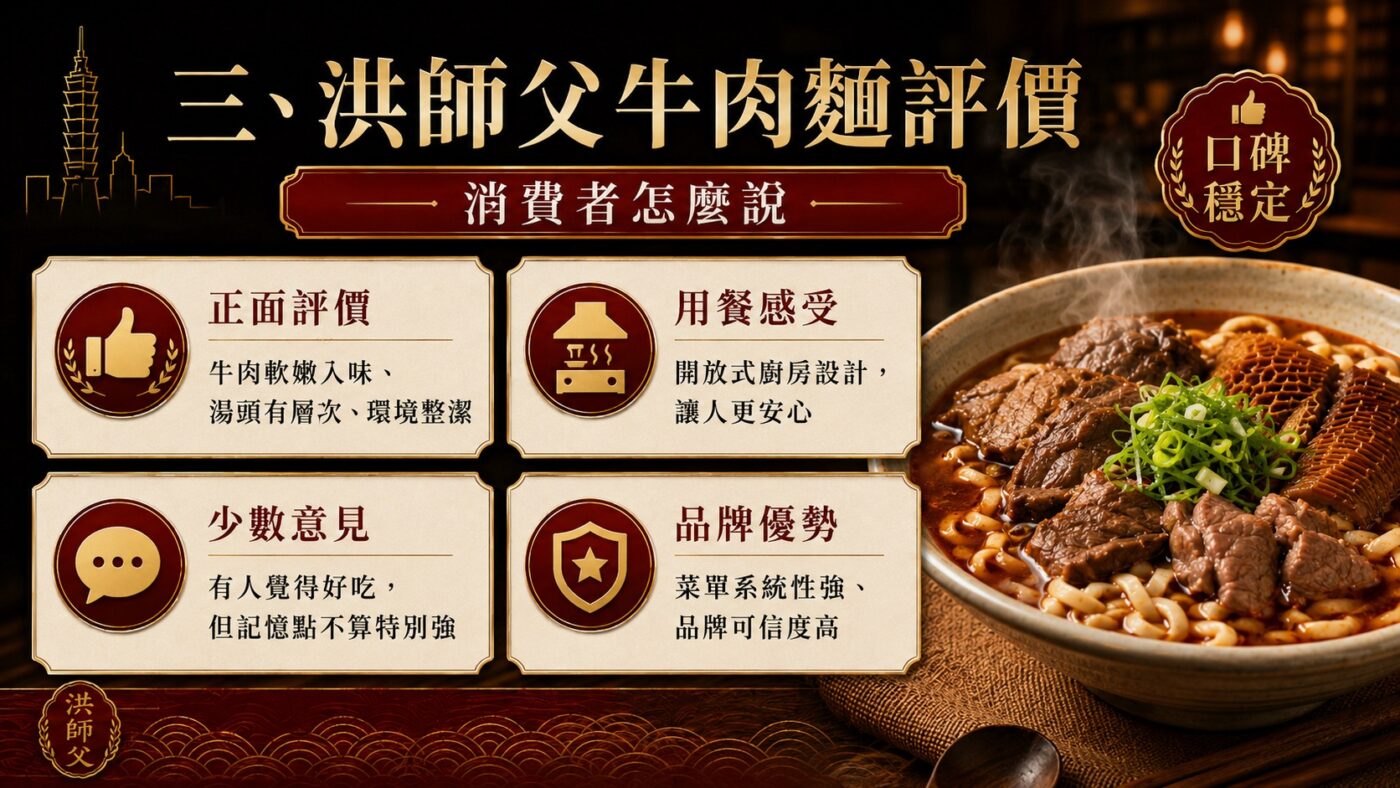 三、洪師父牛肉麵評價：消費者怎麼說