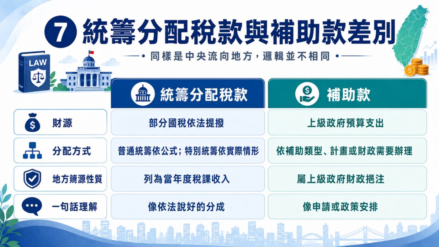 七、統籌分配稅款與補助款差別