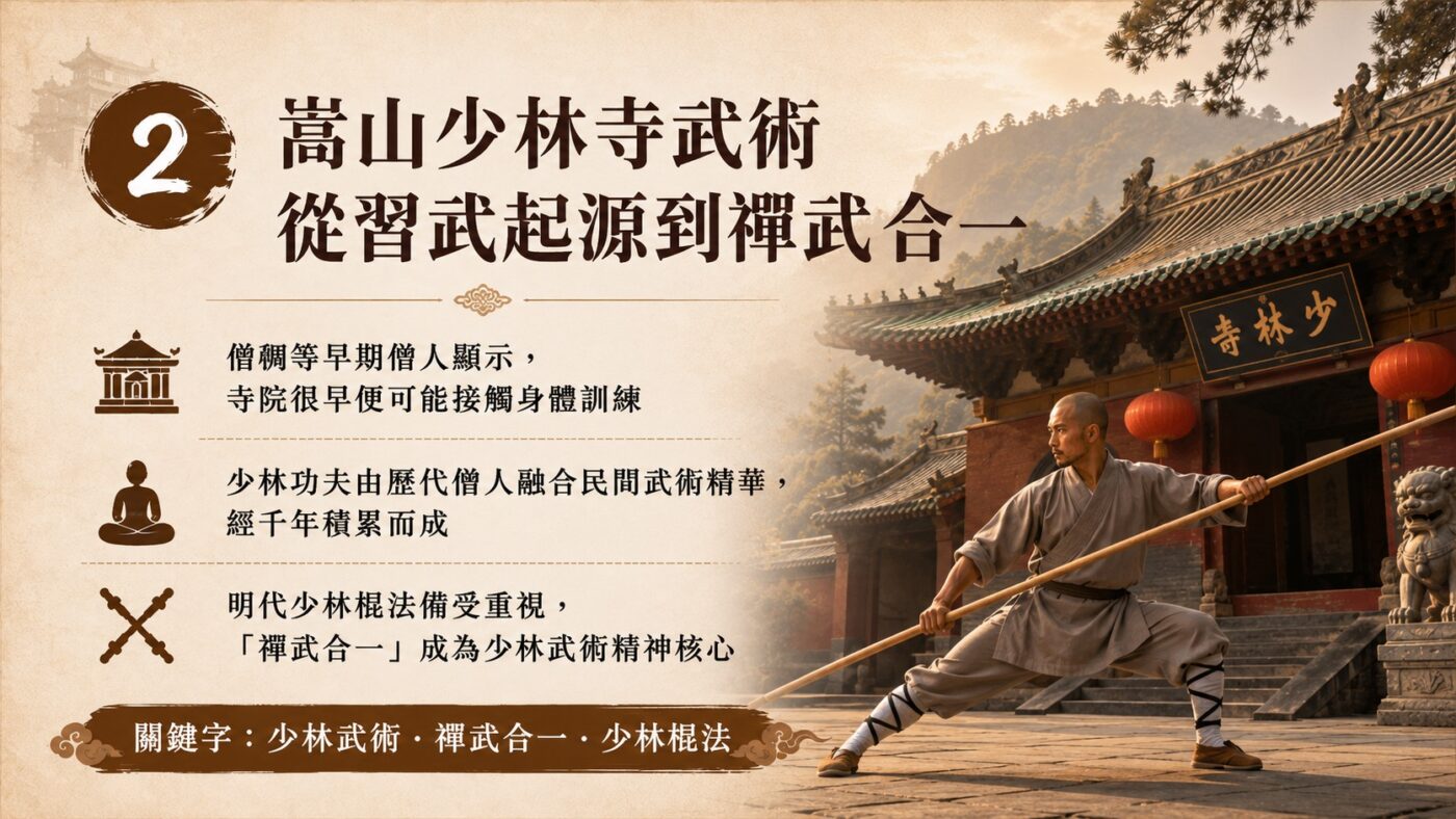 二、嵩山少林寺武術：從習武起源到禪武合一