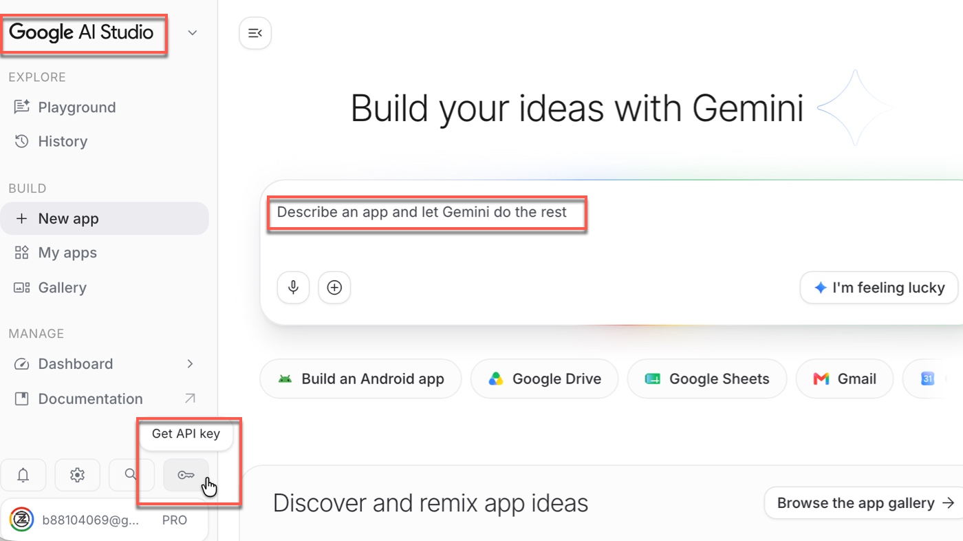 取得 Google Gemini API Key