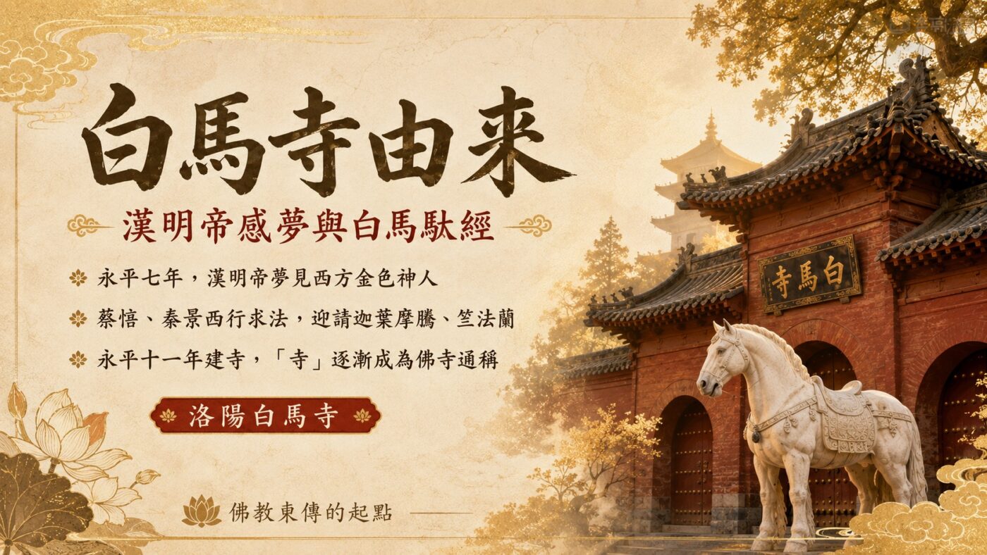 一、白馬寺由來：漢明帝感夢與白馬馱經