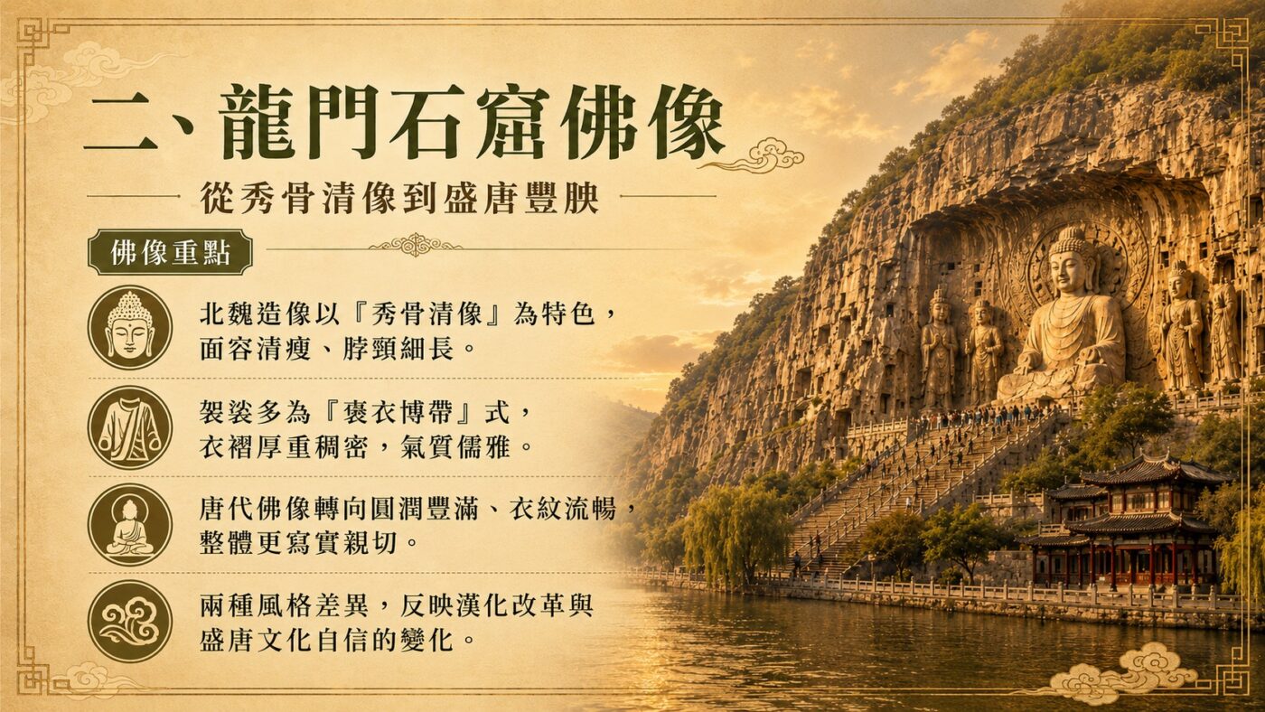 二、龍門石窟佛像：從秀骨清像到盛唐豐腴