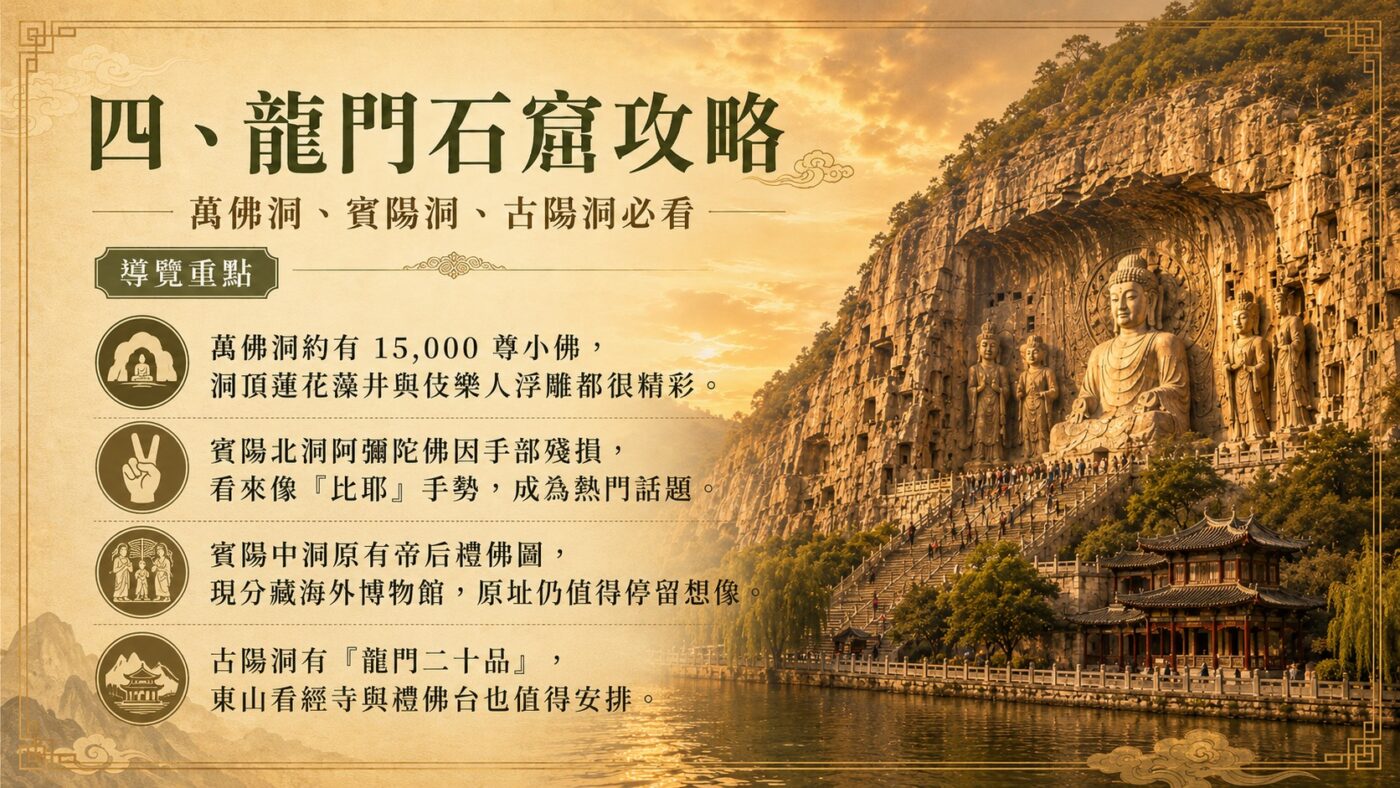 四、龍門石窟攻略：萬佛洞、賓陽洞、古陽洞必看