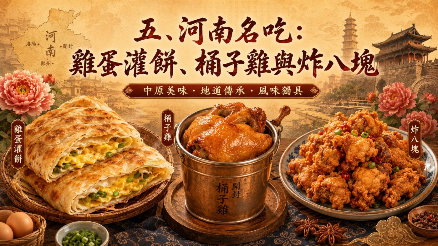 五、河南名吃：雞蛋灌餅、桶子雞與炸八塊