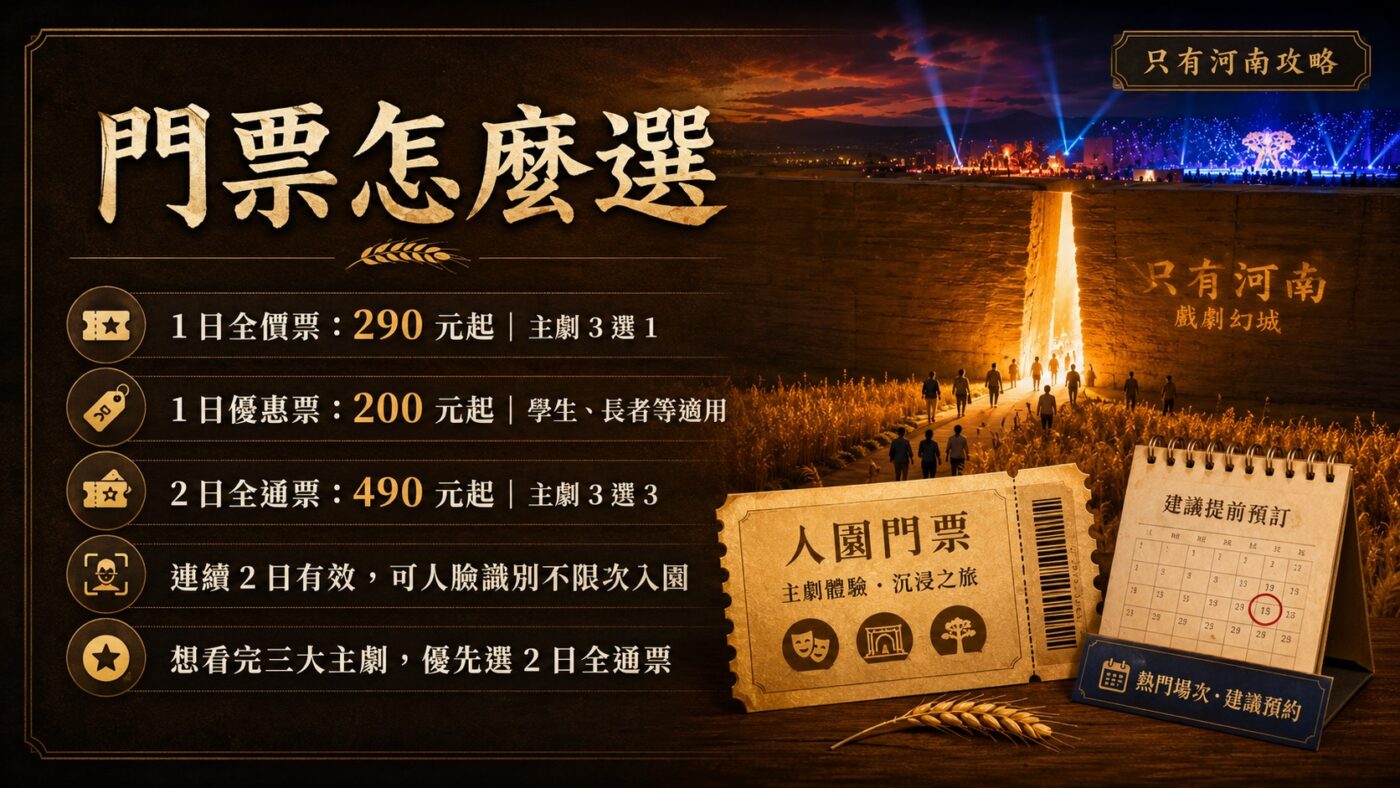 二、只有河南門票怎麼選：一日票還是兩日通票