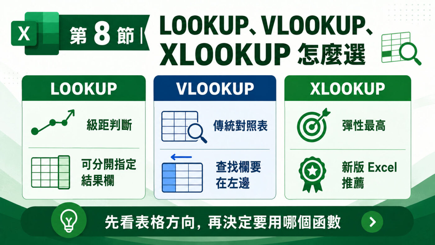 八、LOOKUP、VLOOKUP、XLOOKUP 怎麼選 2