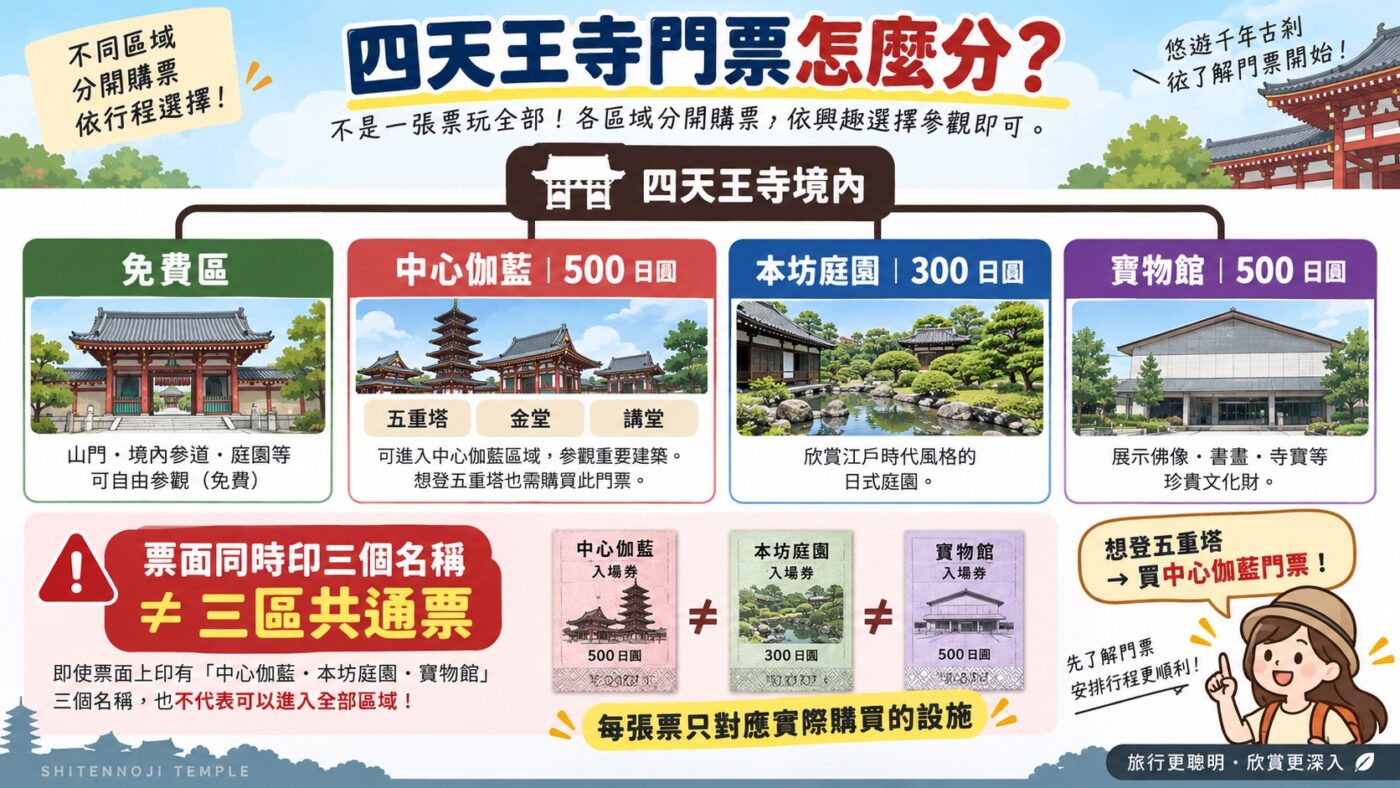 四、四天王寺門票多少？免費區、中心伽藍與庭園不要看錯9