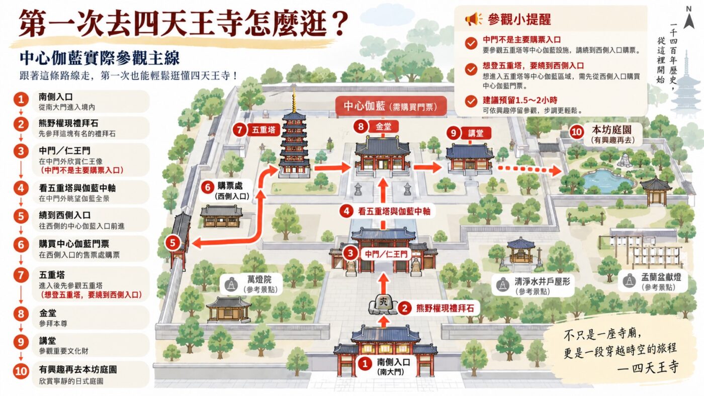 五、四天王寺怎麼逛？從入口、中心伽藍到五重塔的參觀動線9