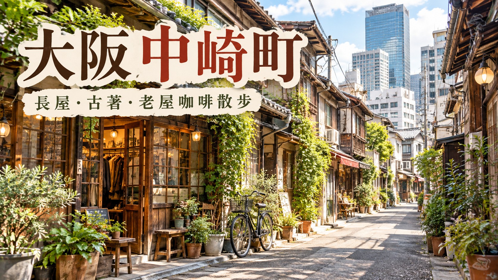 大阪中崎町散步攻略：長屋、古著與老屋咖啡的巷弄主視覺