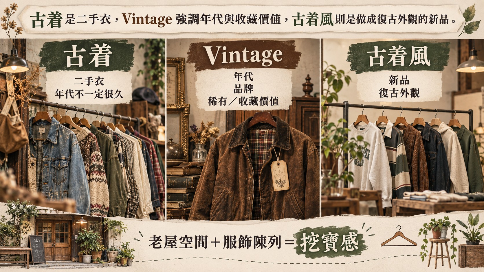 古着店比較節點卡：古着、Vintage 與古着風的差別