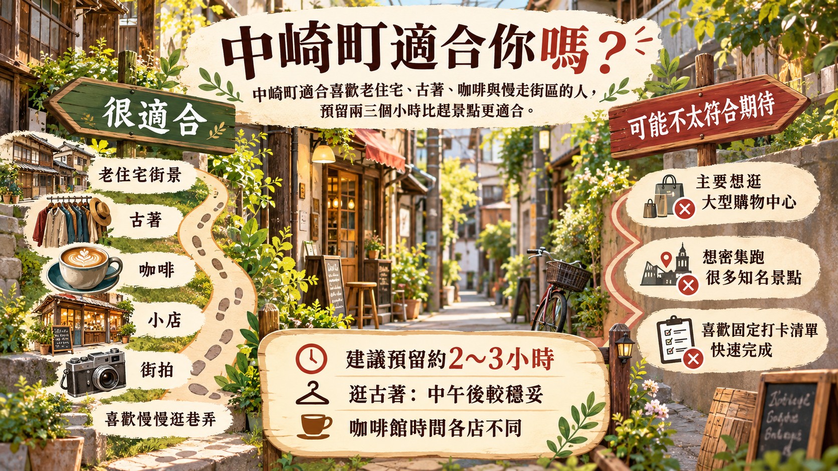 中崎町總結節點卡：適合哪些人，建議預留約2～3小時