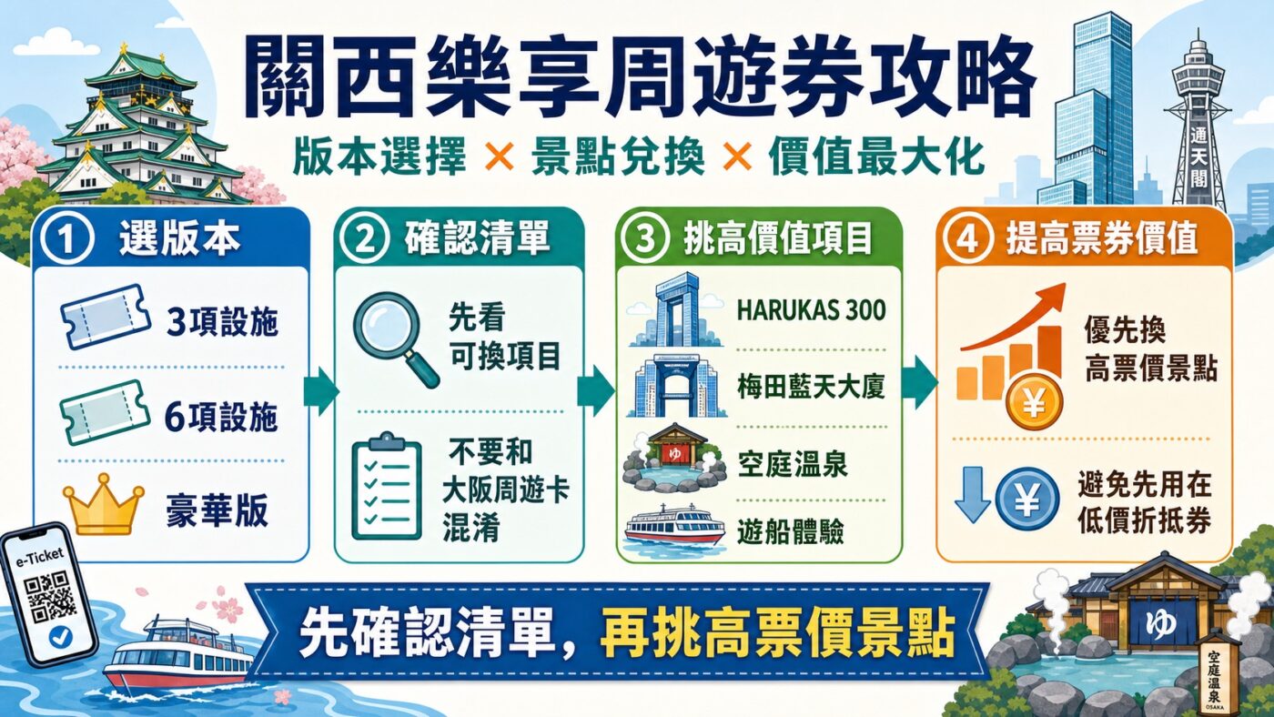 關西樂享周遊券攻略：價格、景點兌換與3項6項豪華版比較