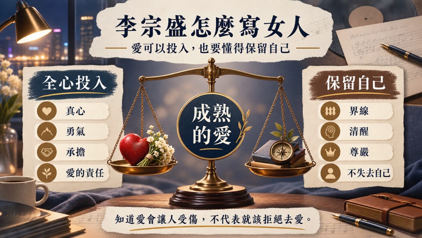 李宗盛怎麼寫女人：愛可以投入，也要懂得保留自己重點整理